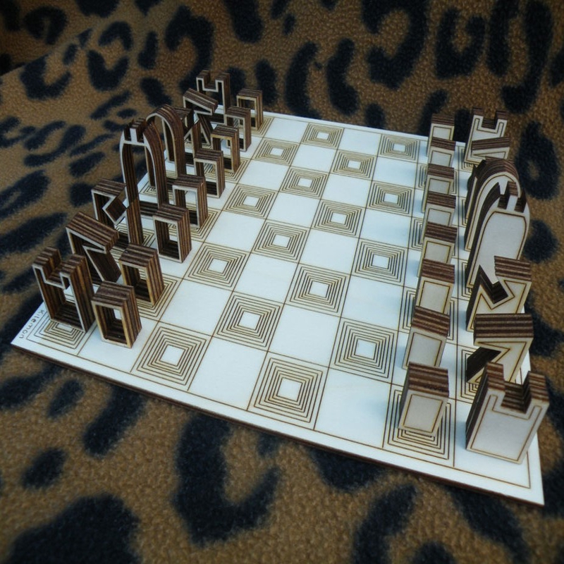 طرح ست شطرنج چوبی مناسب برای استفاده در دستگاه های cnc چوب و cnc لیزر - laser cut wooden chess sets cdr file