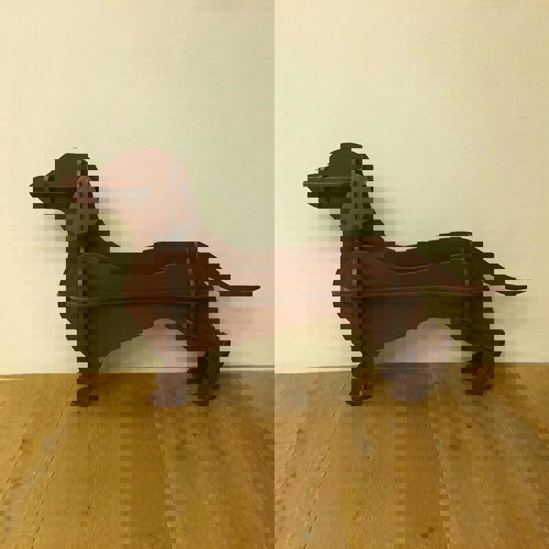 طرح برش قفسه داشهوند با فرمت کورل مخصوص لیزر برش مناسب برای استفاده در دستگاه های cnc چوب و cnc لیزر - laser cut dachshund shelf template cdr file