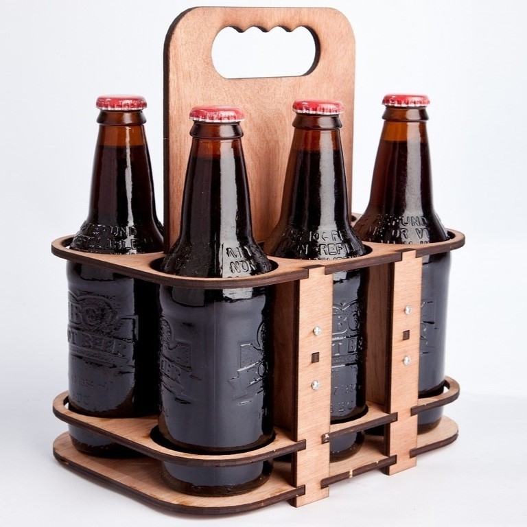 طرح بسته 6 تایی جا لیوانی نوشابه مناسب برای استفاده در دستگاه های cnc چوب و cnc لیزر - laser cut 6 pack beer holder svg file