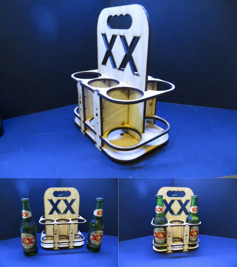 طرح جعبه نوشیدنی چوبی شخصی مناسب برای استفاده در دستگاه های cnc چوب و cnc لیزر - laser cut personalised wooden drink caddy cdr file