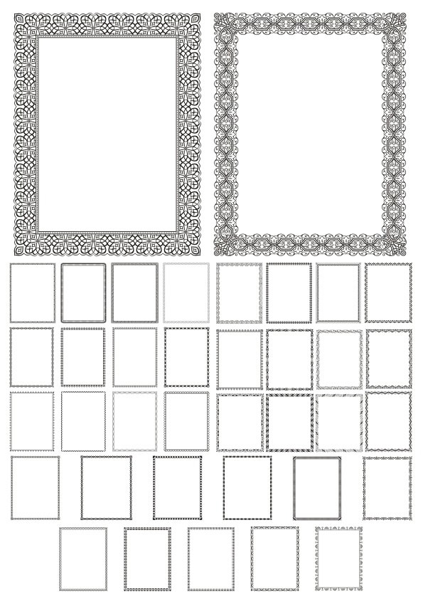 طرح مجموعه قاب‌های زیبا مناسب برای استفاده در دستگاه های cnc چوب و cnc لیزر - elegant frames set cdr file