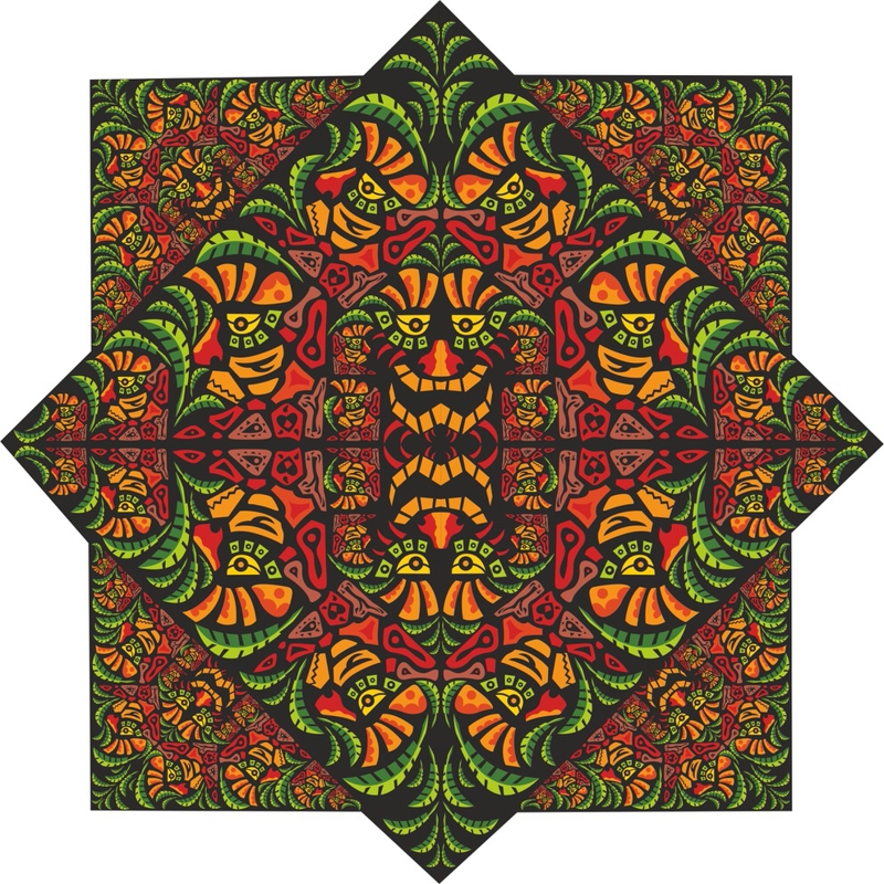 طرح تزئینات روانگردان آزتک مناسب برای استفاده در دستگاه های cnc چوب و cnc لیزر - aztec psychedelic ornament cdr file