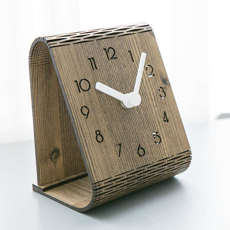طرح ساعت رومیزی مدرن مینیمال مناسب برای استفاده در دستگاه های cnc چوب و cnc لیزر - laser cut modern minimalist desktop clock template ai file