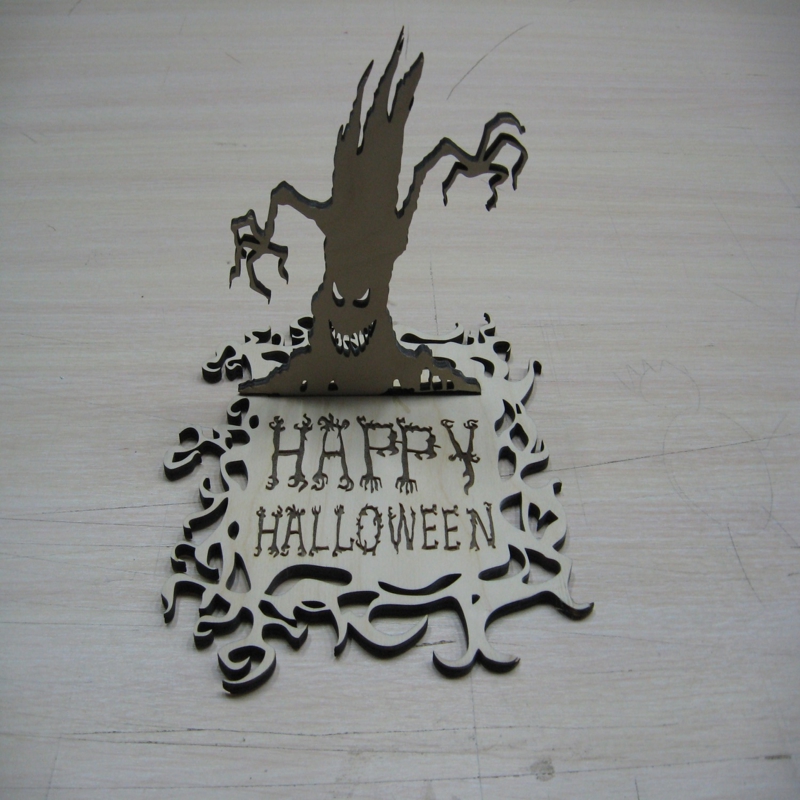طرح پایه هالووین مبارک مناسب برای استفاده در دستگاه های cnc چوب و cnc لیزر - laser cut happy halloween stand cdr file