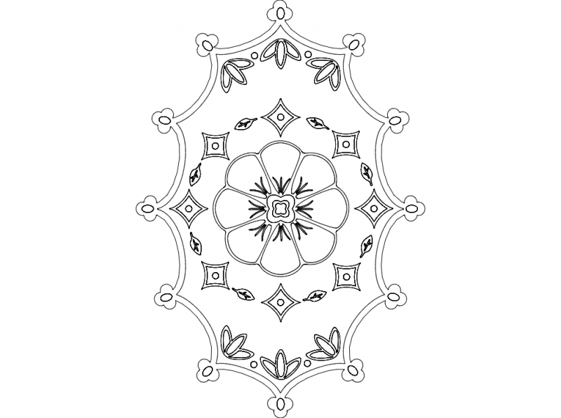 طرح گل شماره ۲ مناسب برای استفاده در دستگاه های cnc چوب و cnc لیزر - floral 2 dxf file