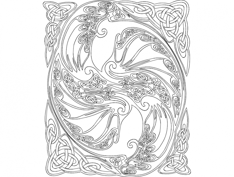 طرح اژدها مناسب برای استفاده در دستگاه های cnc چوب و cnc لیزر - dragon design dxf file
