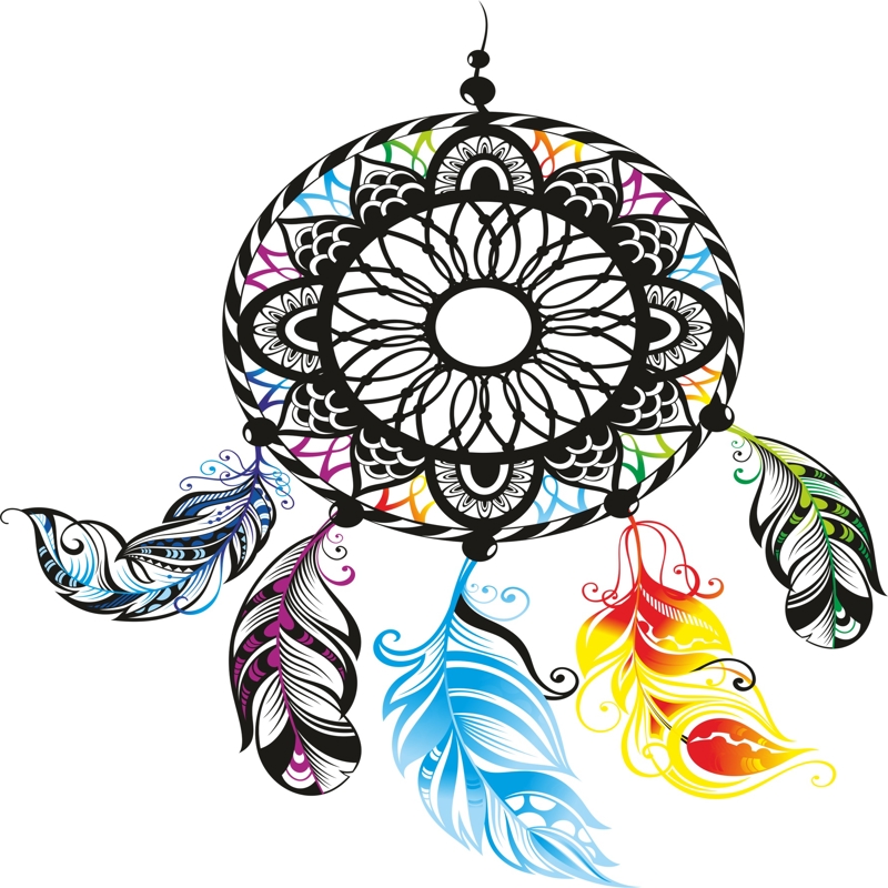 طرح جغدگیر (گیرنده رویا) رنگی مناسب برای استفاده در دستگاه های cnc چوب و cnc لیزر - dreamcatcher color cdr file