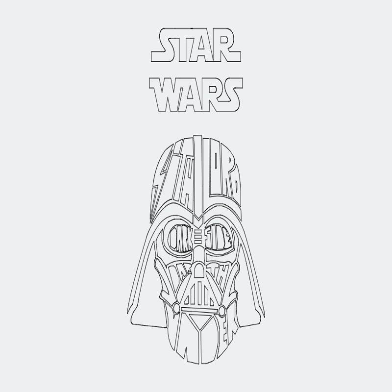 طرح دارث ویدر جنگ ستارگان مناسب برای استفاده در دستگاه های cnc چوب و cnc لیزر - darth vader star wars dxf file