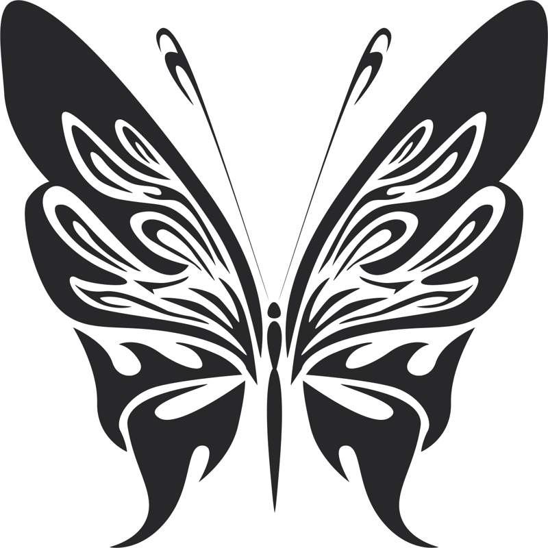 طرح وکتور پروانه قبیله ای شماره ۰۷ مناسب برای استفاده در دستگاه های cnc چوب و cnc لیزر - tribal butterfly vector art 07 dxf file