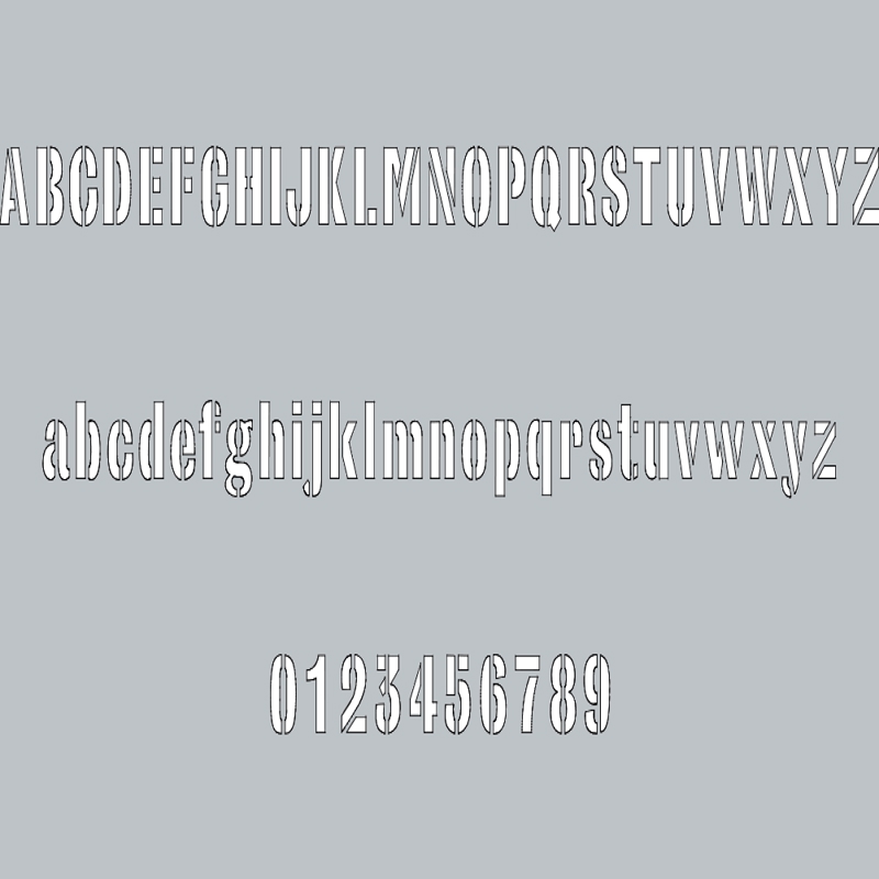 طرح فونت استنسیل ارتشی مناسب برای استفاده در دستگاه های cnc چوب و cnc لیزر - army stencil font dxf file