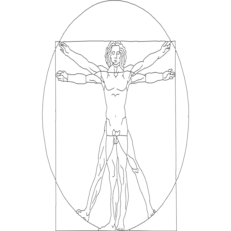 طرح خطی ویترویان داوینچی مناسب برای استفاده در دستگاه های cnc چوب و cnc لیزر - davinci vitruvian lineart dxf file