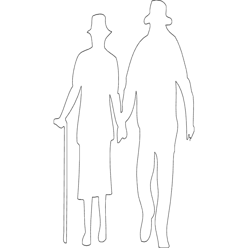 طرح پیرمرد و زن در حال راه رفتن مناسب برای استفاده در دستگاه های cnc چوب و cnc لیزر - old man and woman walking dxf file