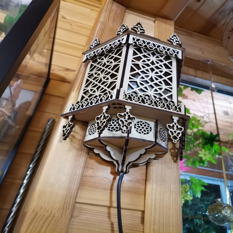 طرح چراغ دیواری تزئینی قدیمی مراکشی مناسب برای استفاده در دستگاه های cnc چوب و cnc لیزر - laser cut vintage moroccan decorative wall lamp cdr file