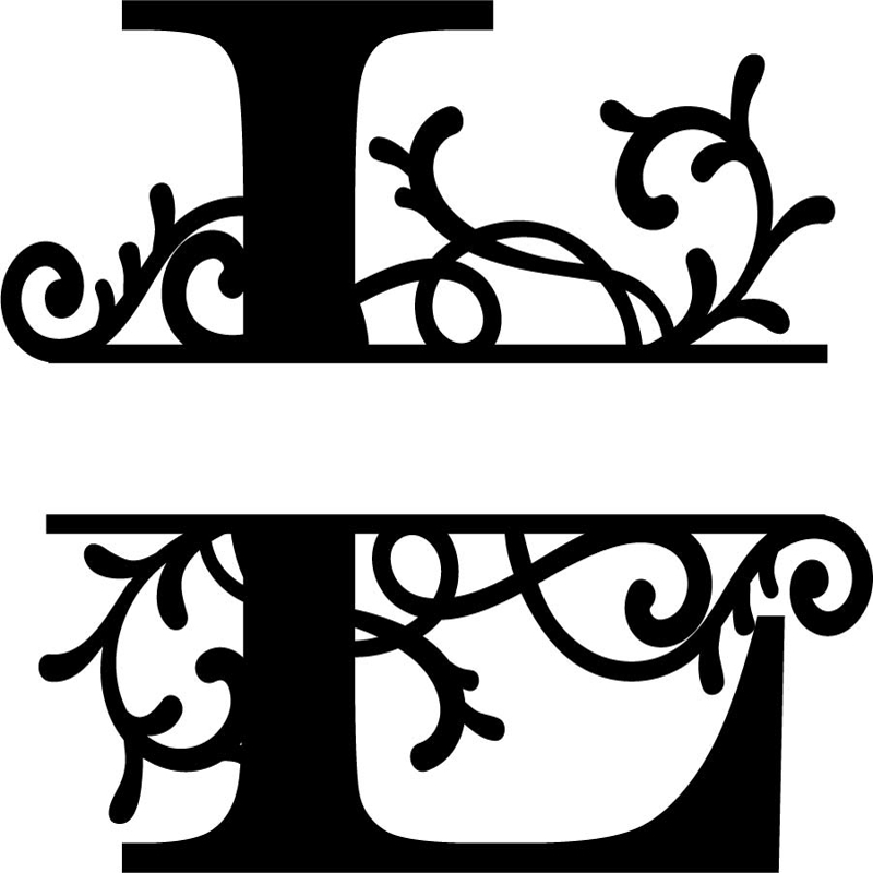 طرح مونوگرام شکفته حرف L مناسب برای استفاده در دستگاه های cnc چوب و cnc لیزر - flourished split monogram l letter eps file