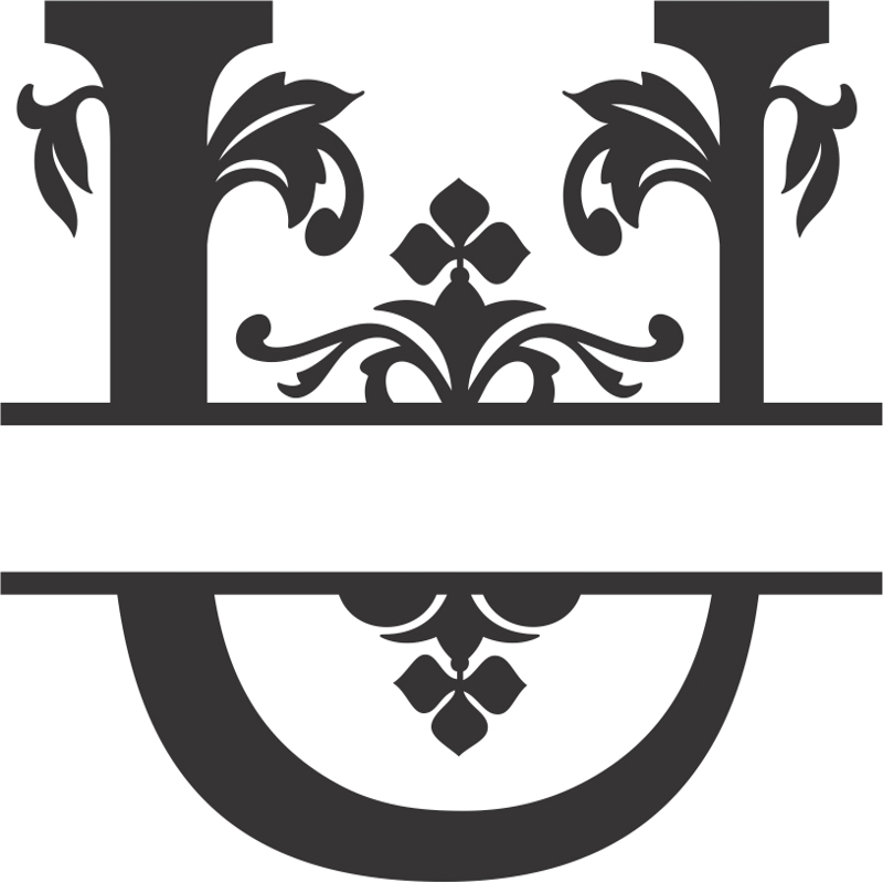 طرح فونت سلطنتی اسپلیت u مناسب برای استفاده در دستگاه های cnc چوب و cnc لیزر - regal split font u dxf file