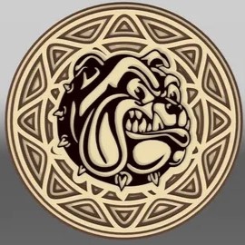 طرح بولداگ لایه باز مناسب برای استفاده در دستگاه های cnc چوب و cnc لیزر - laser cut layered bulldog cdr file