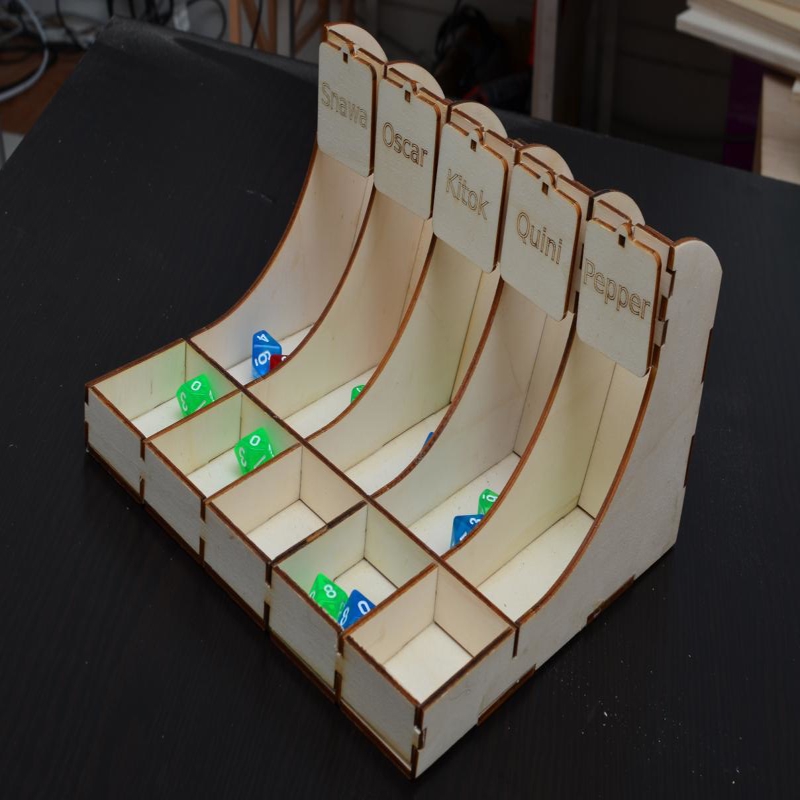 طرح مرتب کننده تاس مناسب برای استفاده در دستگاه های cnc چوب و cnc لیزر - laser cut dice sorter svg file
