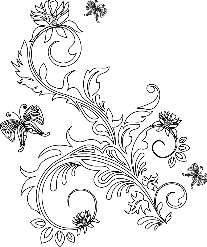 طرح آرت لاین گلدار وکتور مناسب برای استفاده در دستگاه های cnc چوب و cnc لیزر - vector floral line art eps file