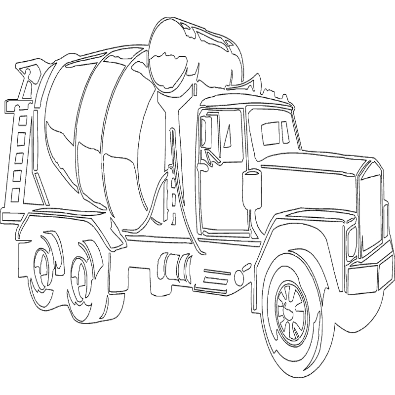طرح کامیون میکسر بتن مناسب برای استفاده در دستگاه های cnc چوب و cnc لیزر - concrete mixer truck dxf file