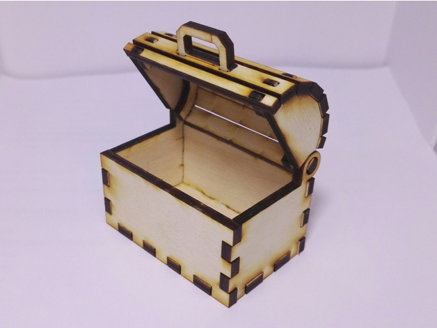 طرح صندوقچه گنج اسباب بازی مناسب برای استفاده در دستگاه های cnc چوب و cnc لیزر - laser cut toy treasure chest cdr file