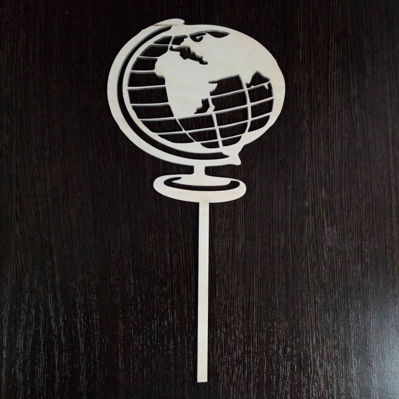 طرح کیک کره زمین مناسب برای استفاده در دستگاه های cnc چوب و cnc لیزر - laser cut globe cake topper cdr file