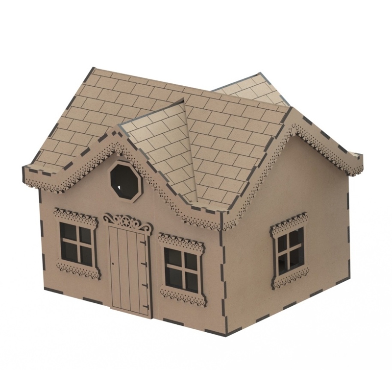 طرح مدل خانه چوبی ویلایی مناسب برای استفاده در دستگاه های cnc چوب و cnc لیزر - laser cut wooden house villa model kit wooden western house dxf file