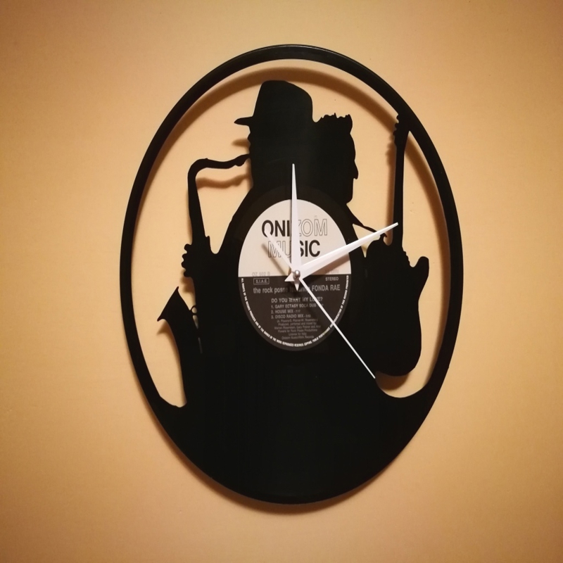 طرح orologio vinile clock sax chitarra مناسب برای استفاده در دستگاه های cnc چوب و cnc لیزر - orologio vinile clock sax chitarra dxf file