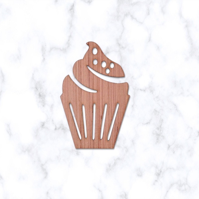 طرح کاپ کیک طرح چوب خام مناسب برای استفاده در دستگاه های cnc چوب و cnc لیزر - laser cut cupcake unfinished wood cutout shape cdr file