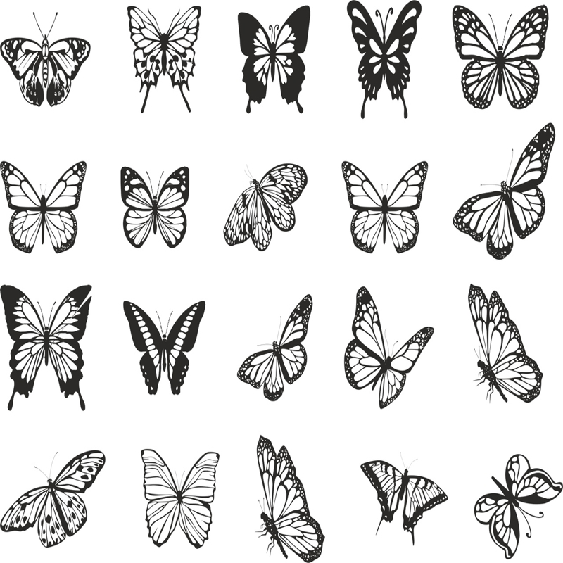 طرح مجموعه آثار هنری وکتور پروانه مناسب برای استفاده در دستگاه های cnc چوب و cnc لیزر - butterfly vector art collection cdr file