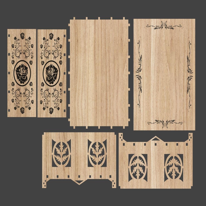 طرح جعبه کادو تزئینی مناسب برای استفاده در دستگاه های cnc چوب و cnc لیزر - decorative gift box laser cutting template cdr file