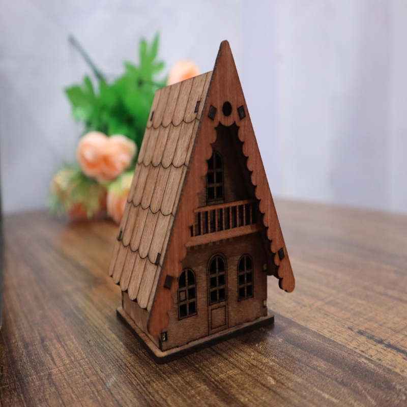 طرح خانه تخته سه لا 3 میلی متری مناسب برای استفاده در دستگاه های cnc چوب و cnc لیزر - laser cut house plywood 3mm cdr file