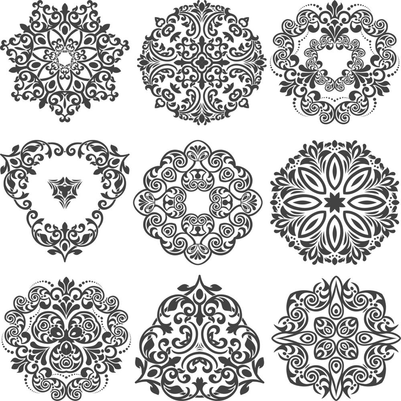 طرح مجموعه گل های تزئینی مناسب برای استفاده در دستگاه های cnc چوب و cnc لیزر - decorative flowers set cdr file