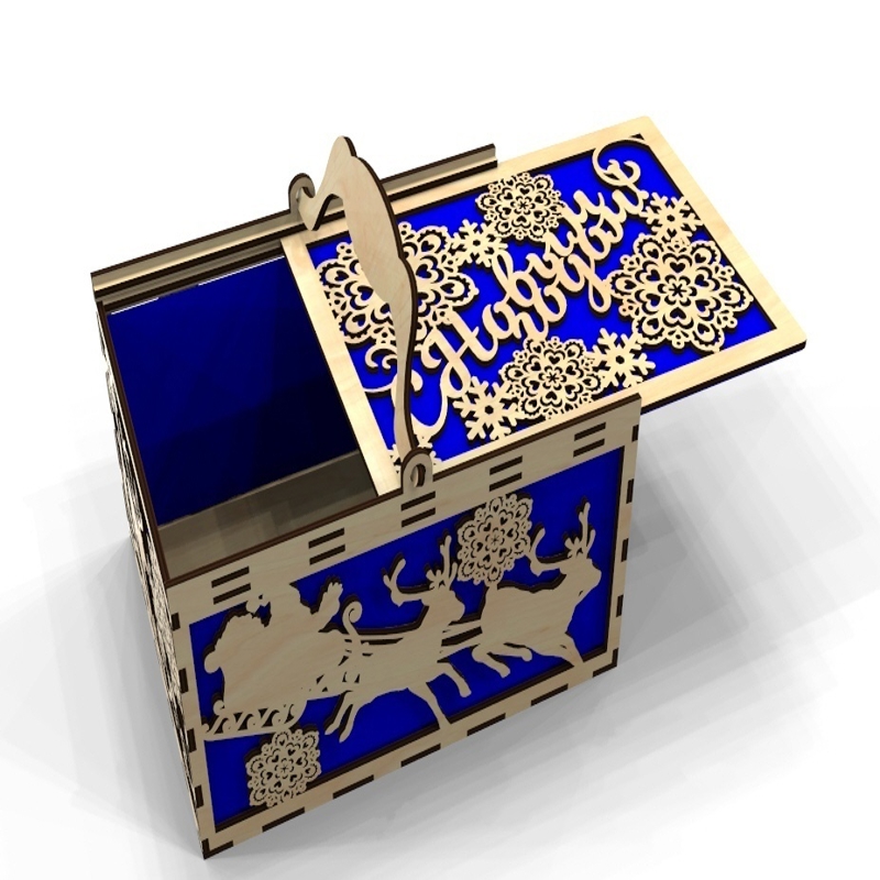 طرح جعبه کادو شب کریسمس مناسب برای استفاده در دستگاه های cnc چوب و cnc لیزر - laser cut christmas eve box template cdr file
