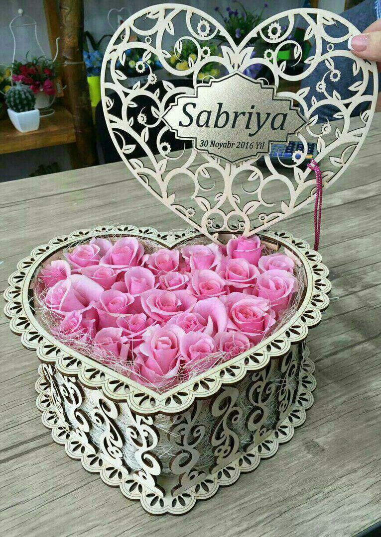 طرح جعبه به شکل قلب با درب مناسب برای استفاده در دستگاه های cnc چوب و cnc لیزر - laser cut heart shape box with lid cdr file
