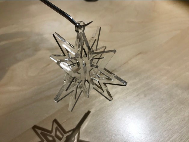طرح دو تکه دانه برف مناسب برای استفاده در دستگاه های cnc چوب و cnc لیزر - laser cut two part snowflake ornament ai file