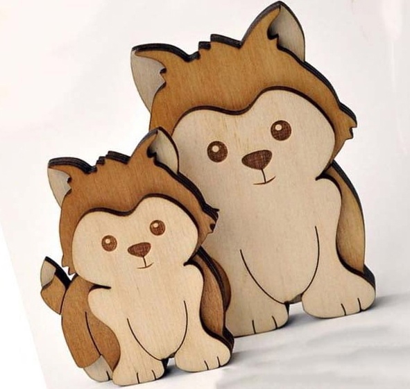 طرح سگ های چوبی لایه باز مناسب برای استفاده در دستگاه های cnc چوب و cnc لیزر - laser cut layered wooden dogs cdr file