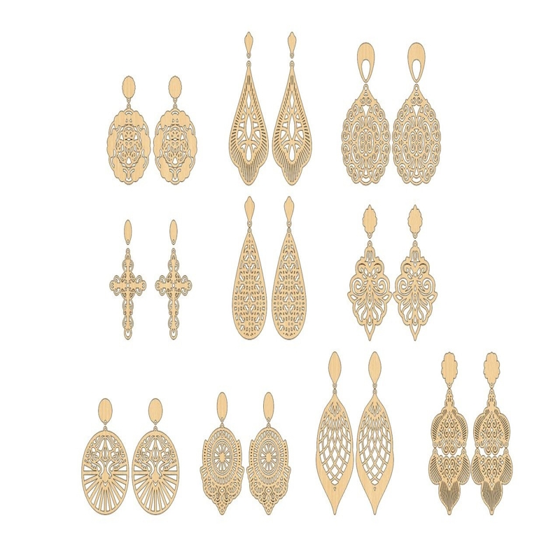 طرح قالب‌های گوشواره آویز ، مناسب برای استفاده در دستگاه های cnc چوب و cnc لیزر - laser cut pendant earrings templates cdr file