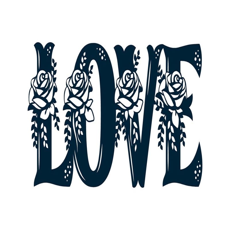 طرح تابلو گل عشق مناسب برای استفاده در دستگاه های cnc چوب و cnc لیزر - floral love sign laser cut dxf file