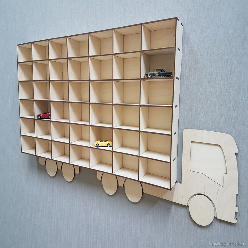 طرح ماشین اسباب بازی هات ویلز مناسب برای استفاده در دستگاه های cnc چوب و cnc لیزر - laser cut hot wheels toy car storage display shelf cdr file