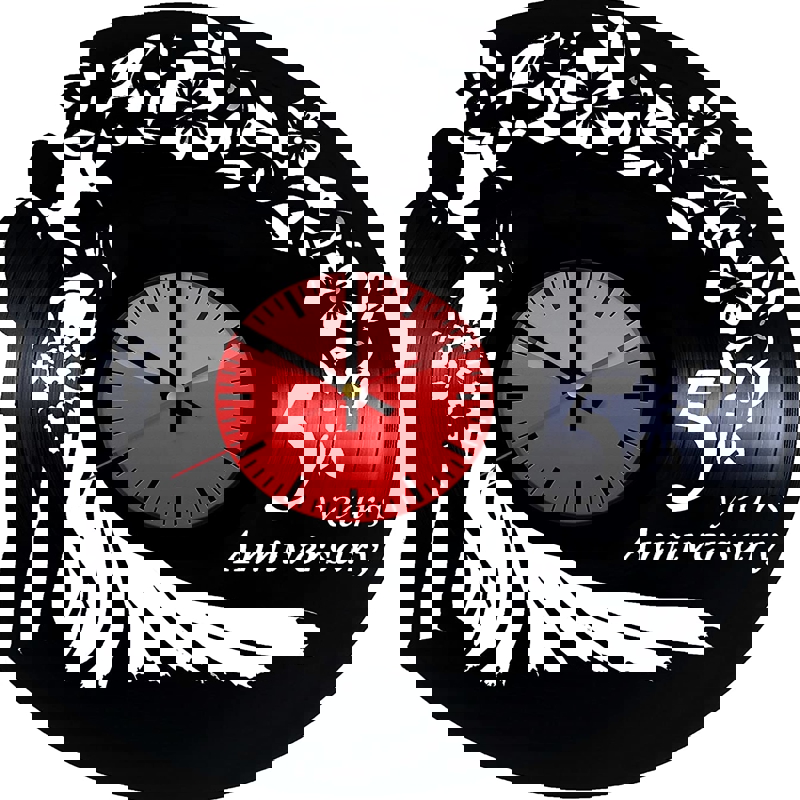 طرح ساعت دیواری وینیل مخصوص عروسی مناسب برای استفاده در دستگاه های cnc چوب و cnc لیزر - laser cut wedding vinyl record wall clock dxf file