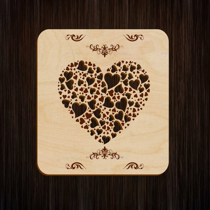 طرح جلد کتاب قلب حکاکی شده مناسب برای استفاده در دستگاه های cnc چوب و cnc لیزر - laser cut engrave heart book cover cdr file