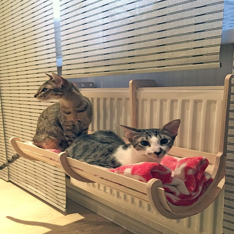 طرح تخت خواب گربه دیواری مناسب برای استفاده در دستگاه های cnc چوب و cnc لیزر - laser cut wall mounted cat bed cdr file