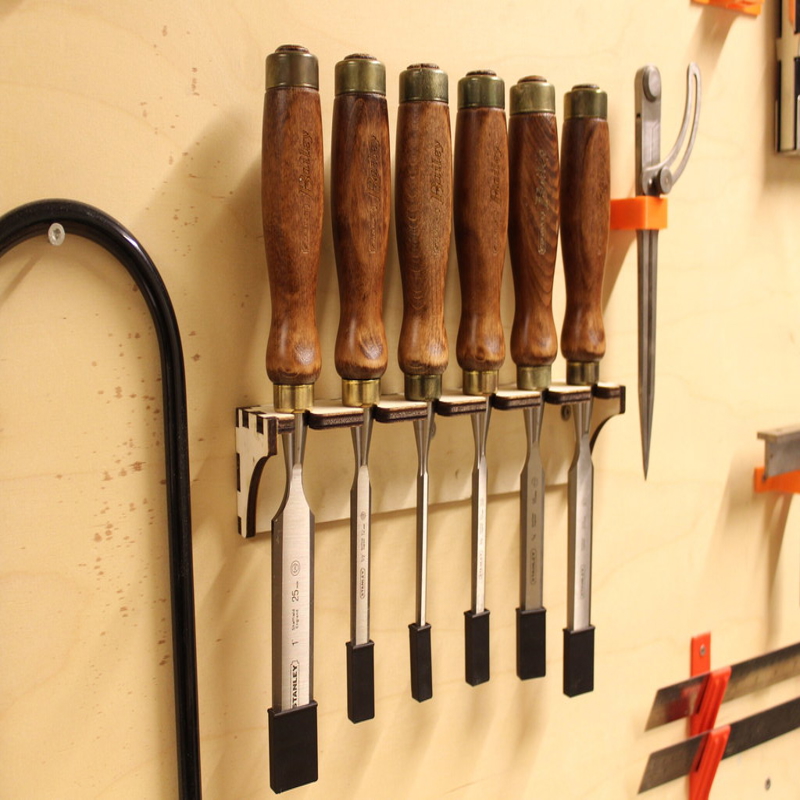طرح جاکفشی دیواری مناسب برای استفاده در دستگاه های cnc چوب و cnc لیزر - laser cut wall mounted chisel rack dxf file