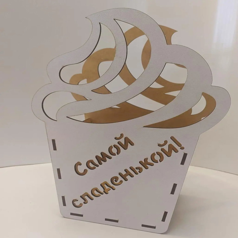 طرح سبد گل به شکل کاپ کیک مناسب برای استفاده در دستگاه های cnc چوب و cnc لیزر - laser cut cupcake shaped flower basket cdr file