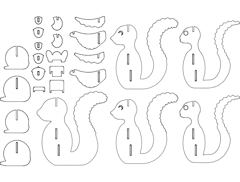 طرح پازل سه بعدی آردیلا مناسب برای استفاده در دستگاه های cnc چوب و cnc لیزر - ardilla 3d puzzle dxf file