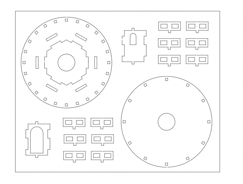 طرح آسیاب بادی قسمت سوم مناسب برای استفاده در دستگاه های cnc چوب و cnc لیزر - windmill part 3 dxf file
