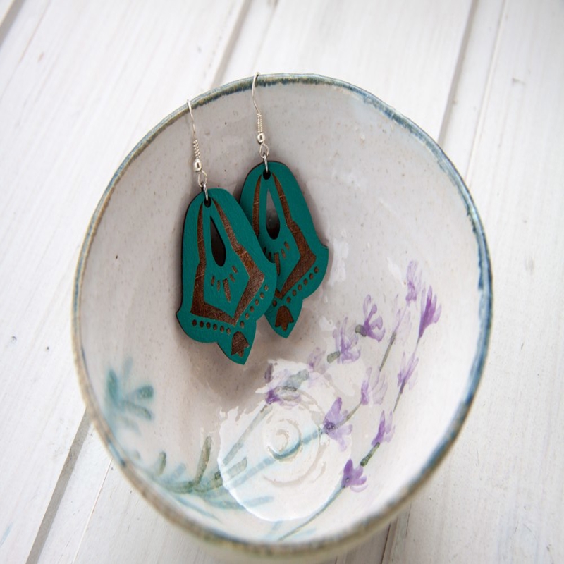 طرح گوشواره چوبی مناسب برای استفاده در دستگاه های cnc چوب و cnc لیزر - wooden earrings cdr file
