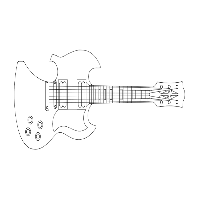 طرح برای باز کردن گیتار مناسب برای استفاده در دستگاه های cnc چوب و cnc لیزر - guitar opener dxf file