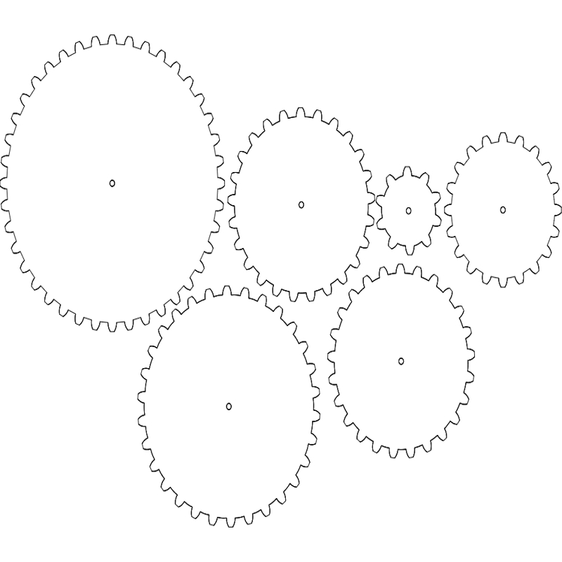 طرح چرخ دنده مناسب برای استفاده در دستگاه های cnc چوب و cnc لیزر - gears dxf file