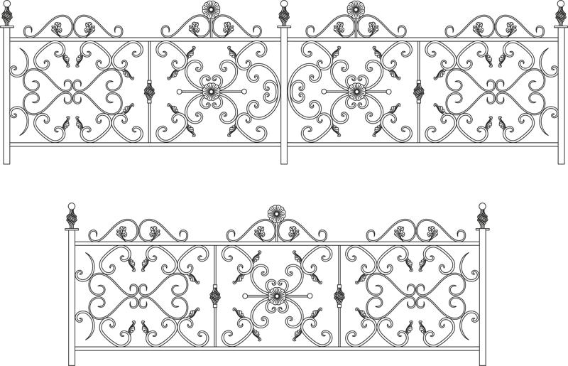 طرح نرده یا حفاظ فرفورژه تزئینی مناسب برای استفاده در دستگاه های cnc چوب و cnc لیزر - decorative wroughtiron fence or railing cdr file